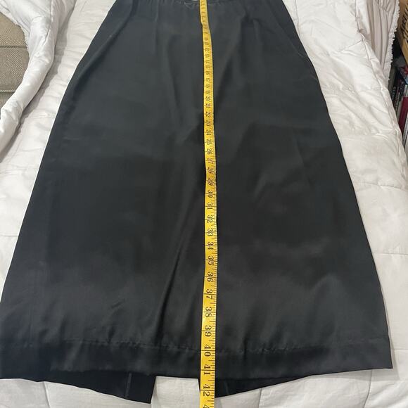 Oleg Cassini Skirt Size 16 Black Silk Maxi Long Formal Side Zip Slit Vintage 80s - Picture 6 of 8